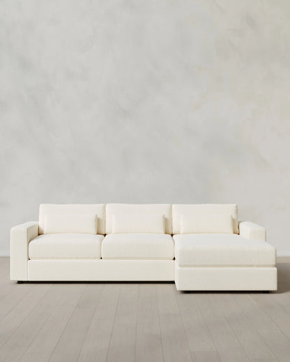 Ashford Deep Seat Chaise Sectional in Performance Chenille Linen Blend - 119" Right Arm / Ink