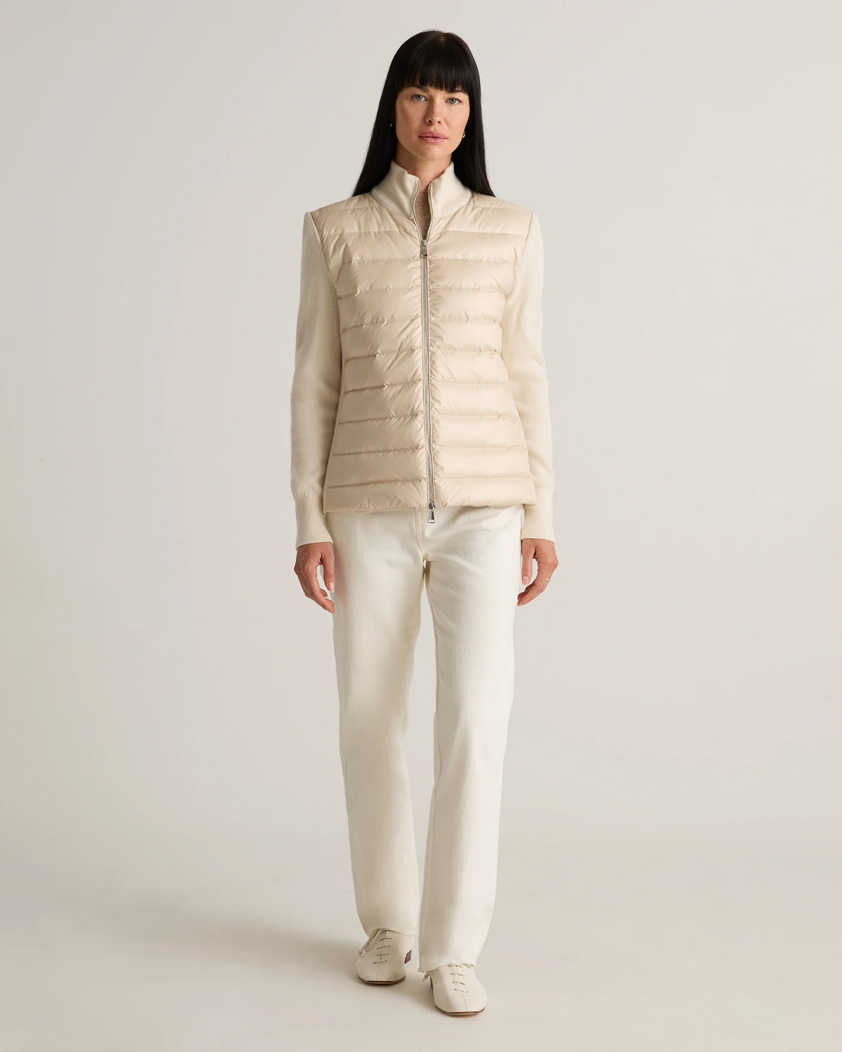 Mixed Media Down and Cashmere Jacket - XS / Oatmilk