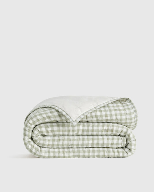 European Linen Patterned Quilt - Twin / Willowleaf Gingham