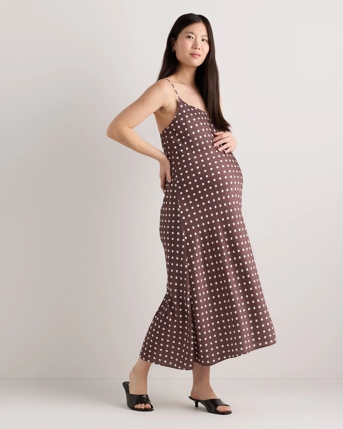 Washable Stretch Silk Maternity Slip Dress - XS / Moonstone Blue Heirloom Floral