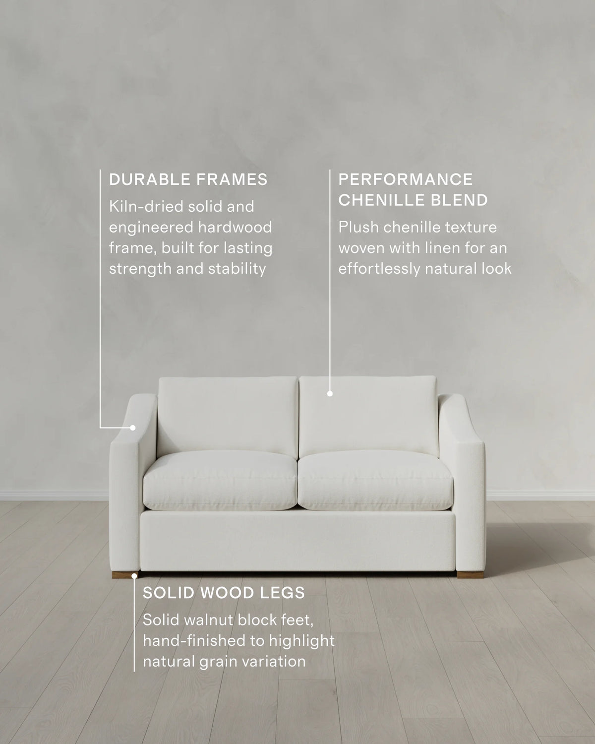 Hollis Slope Arm Sofa in Performance Chenille Linen Blend - 72" / Snow