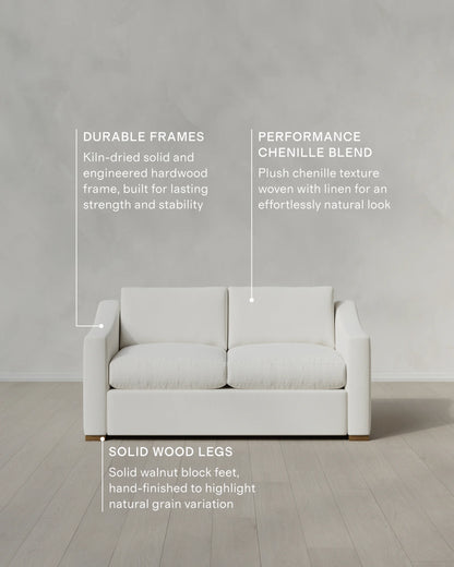 Hollis Slope Arm Sofa in Performance Chenille Linen Blend - 72" / Snow