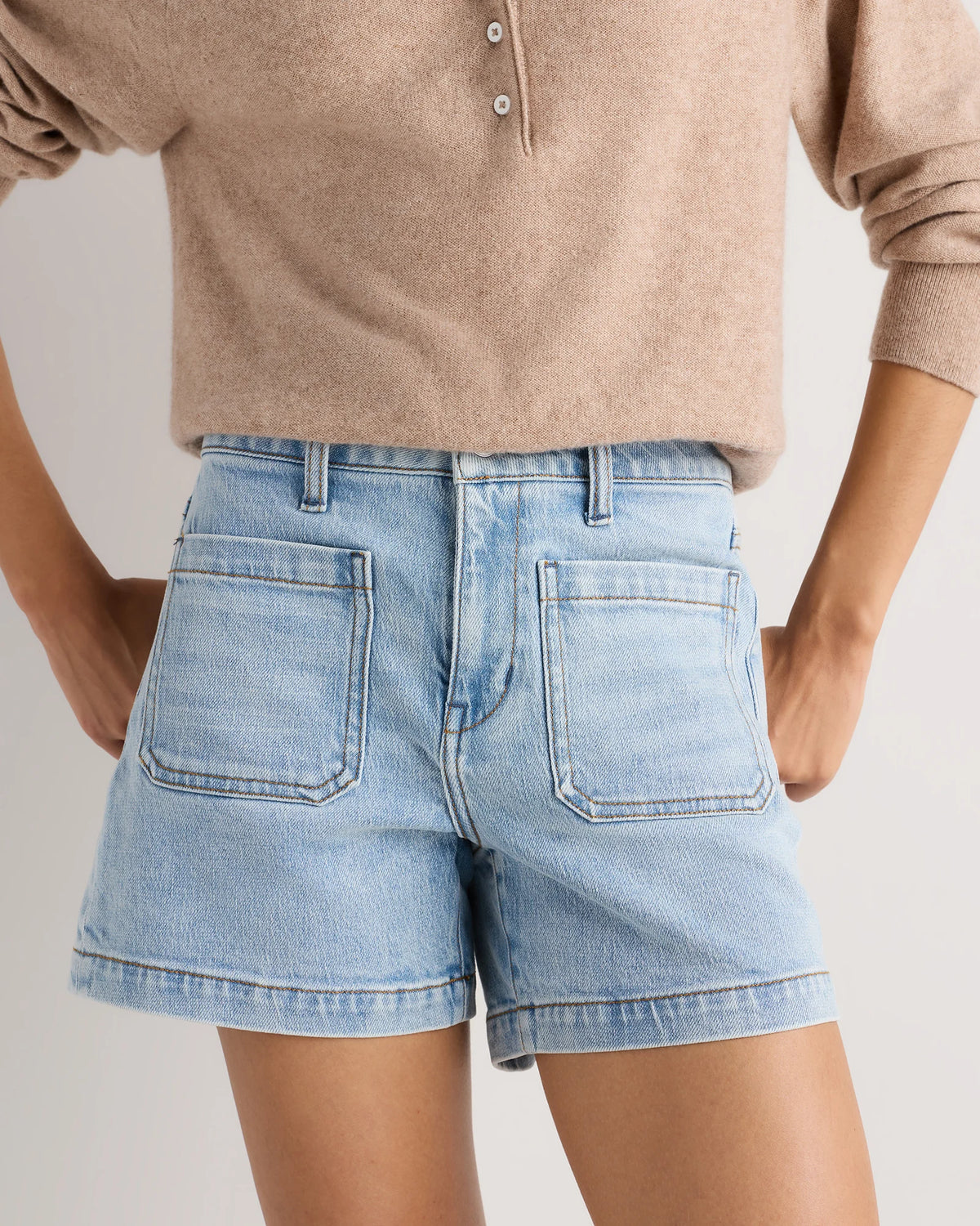 Bella Stretch Patch Pocket Shorts - 24 / Cool Blue