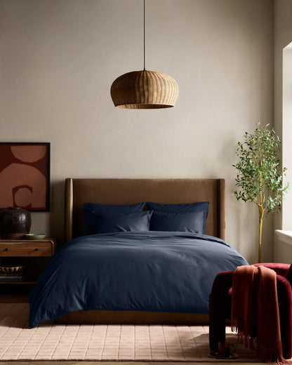 Organic Crisp Percale Duvet Cover Set - Twin / Espresso