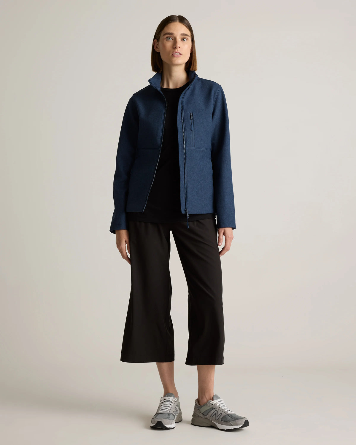 Softshell Fleece-Lined Full-Zip Jacket - XS / Heather Deep Navy