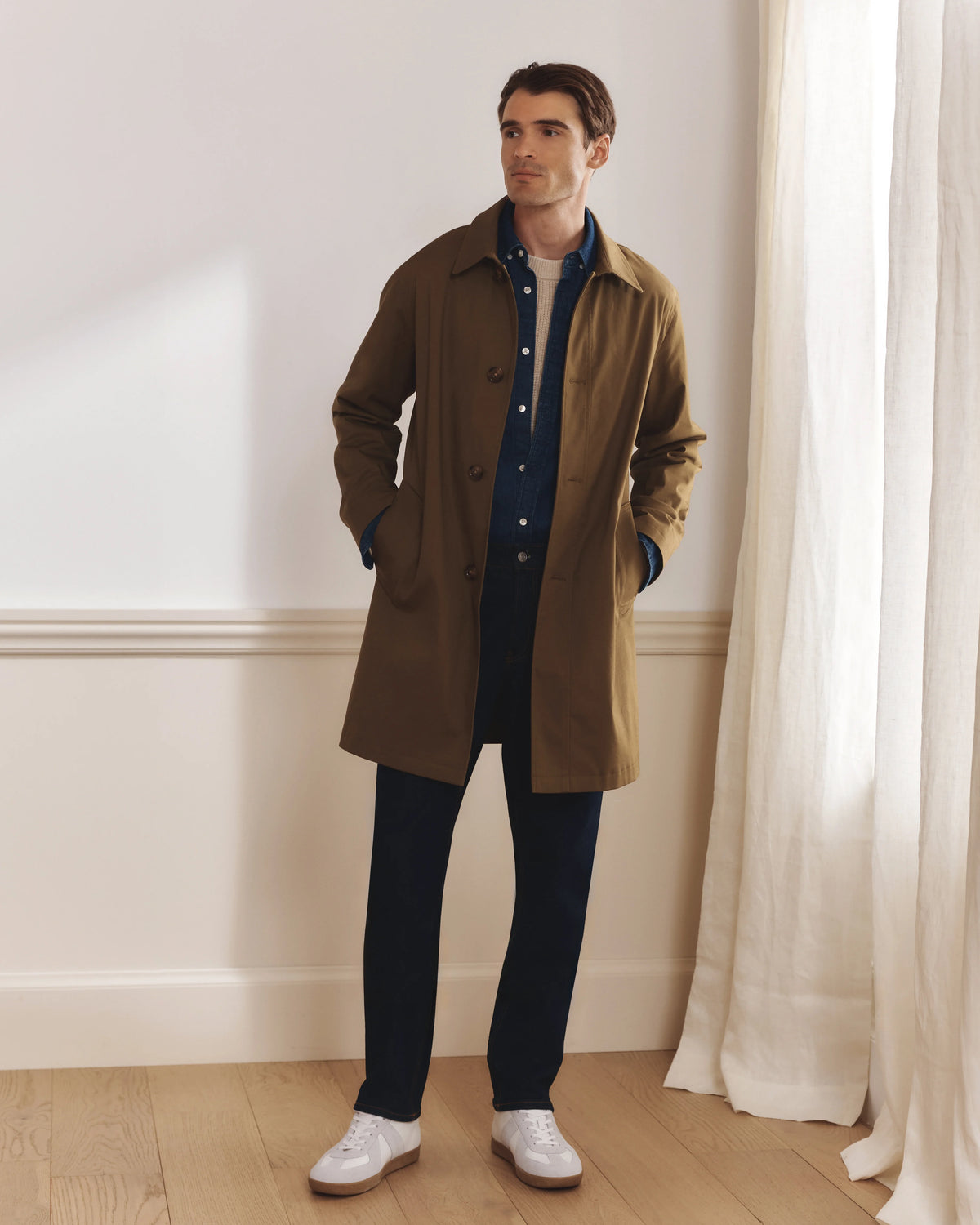 Comfort Stretch Trench Coat - S / Midnight Black