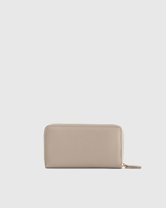 Italian Pebbled Leather Continental Wallet - One Size / Taupe