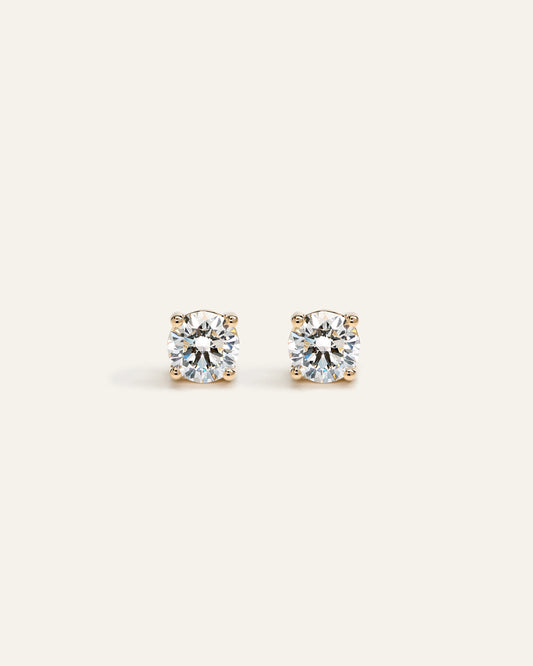 14K Gold Lab Grown Diamond Four-Prong Solitaire Studs - 1.5ctw - One Size / Yellow Gold