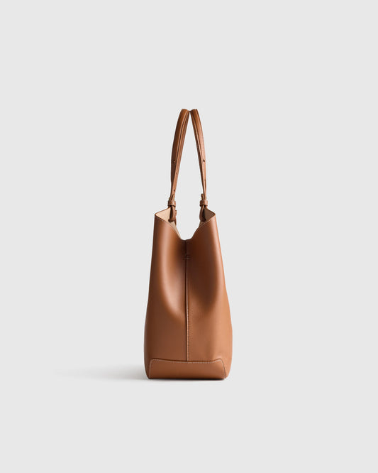 Italian Leather Trapeze Tote - One Size / Dark Brown