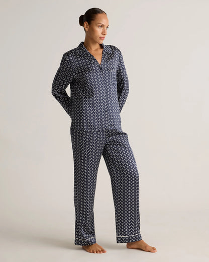 100% Washable Silk Satin Pajama Long Sleeve Top - XS / Toasted Almond