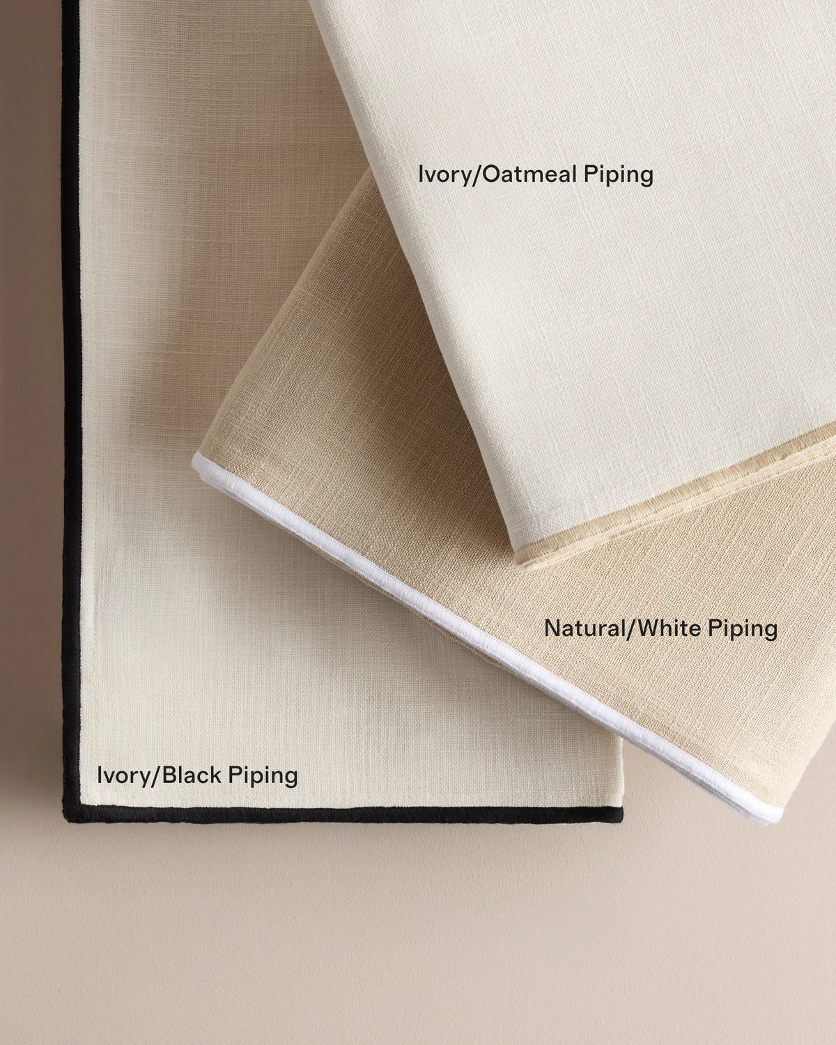 Piped Edge Cotton True Blackout Curtain - Single Panel - 48x84 / Natural/White Piping