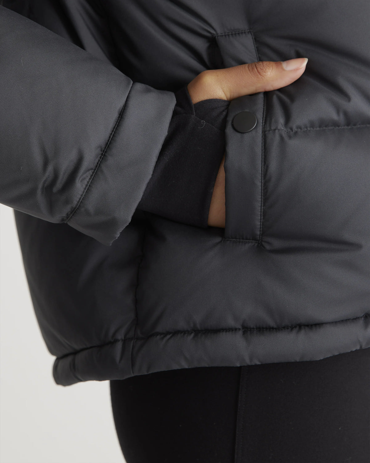 Responsible Down Cropped Puffer Jacket - XS / Shiny Black