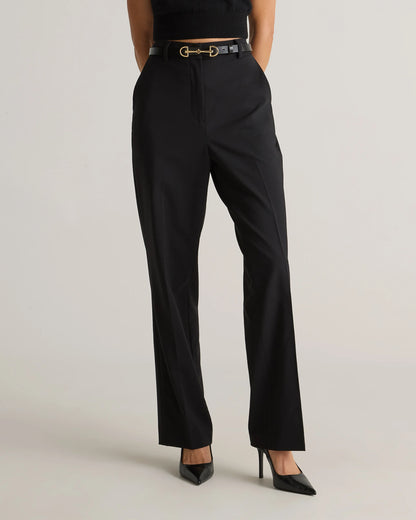 Italian Wool Straight Leg Pants - 0 / Black