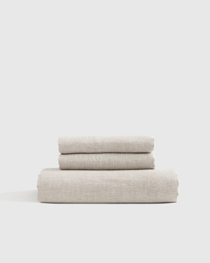 European Linen Chambray Fitted Sheet Set - Twin / Natural