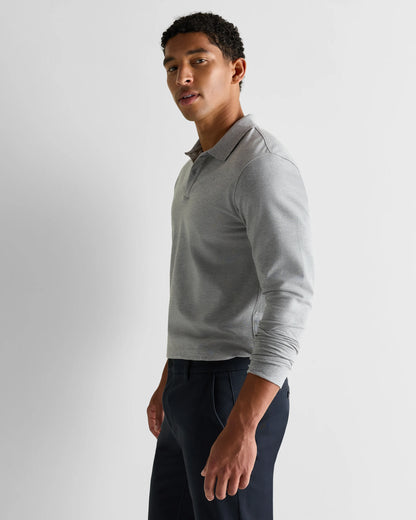Organic Cotton Long Sleeve Pique Polo - S / Black