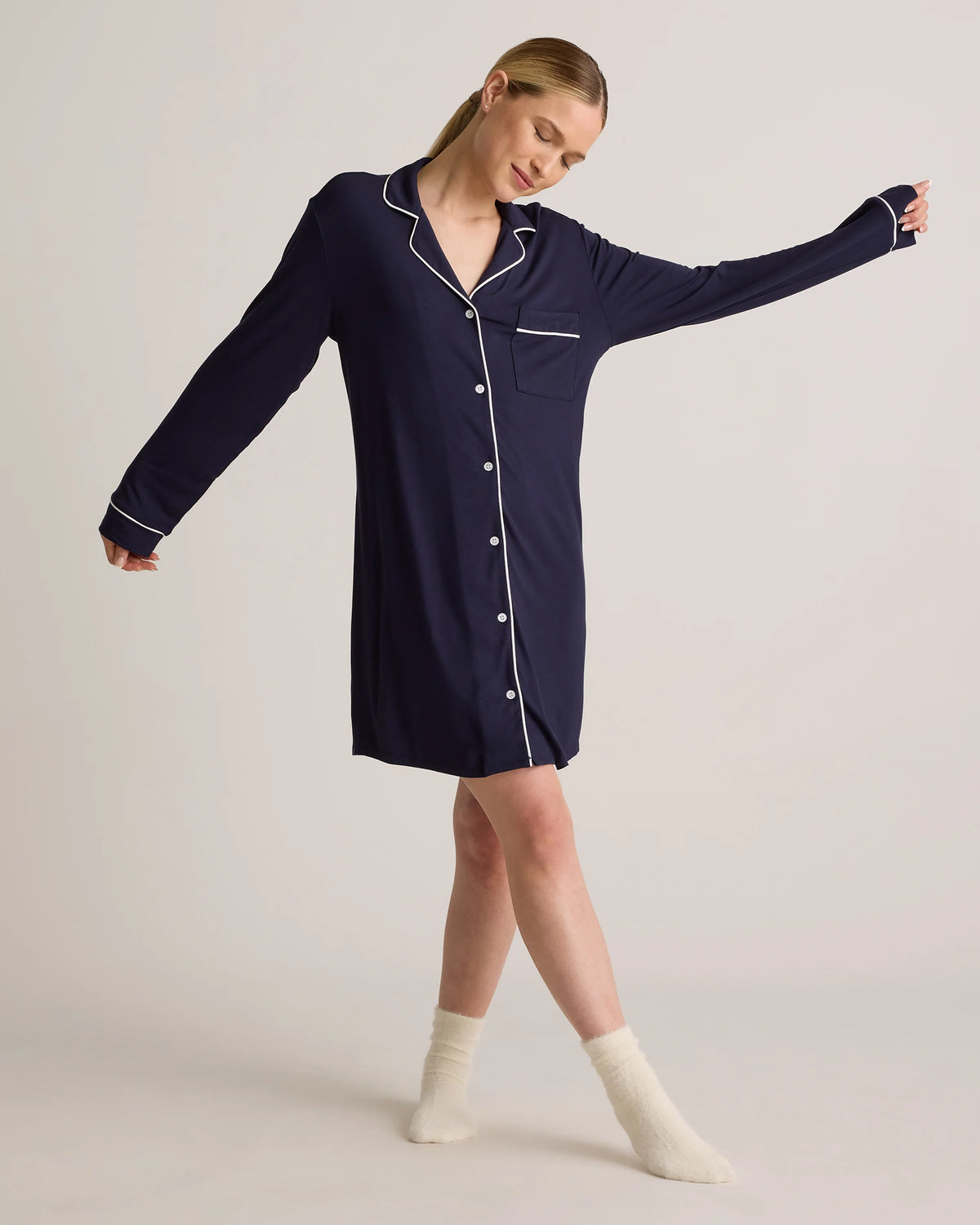 Bamboo Jersey Sleep Shirt - XS / Rhubarb