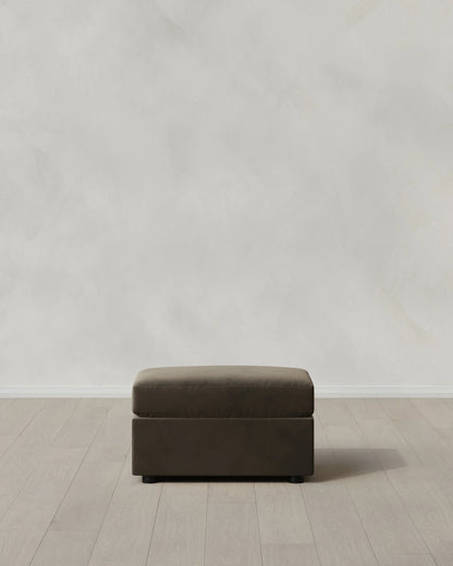 Brennan Ottoman in Performance Velvet - One Size / Taupe