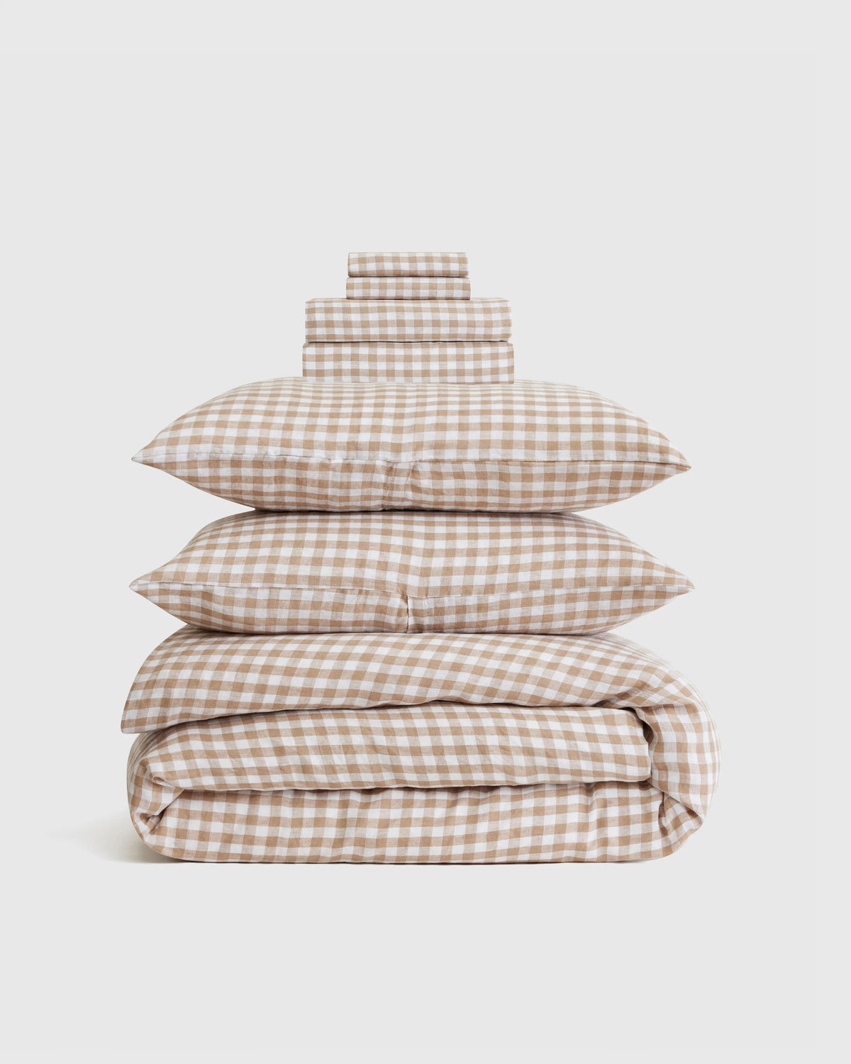 European Linen Gingham Deluxe Bedding Bundle - Twin / Willowleaf