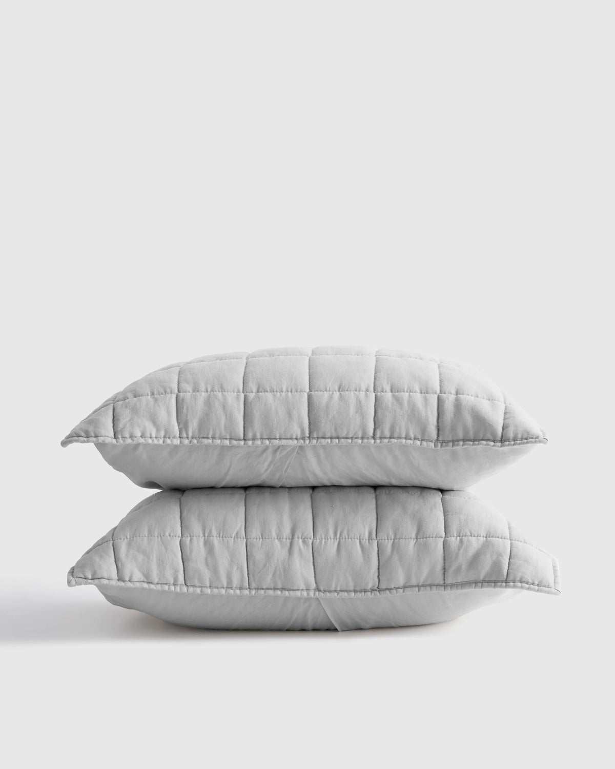 European Linen Box Quilted Sham Set - Standard / White