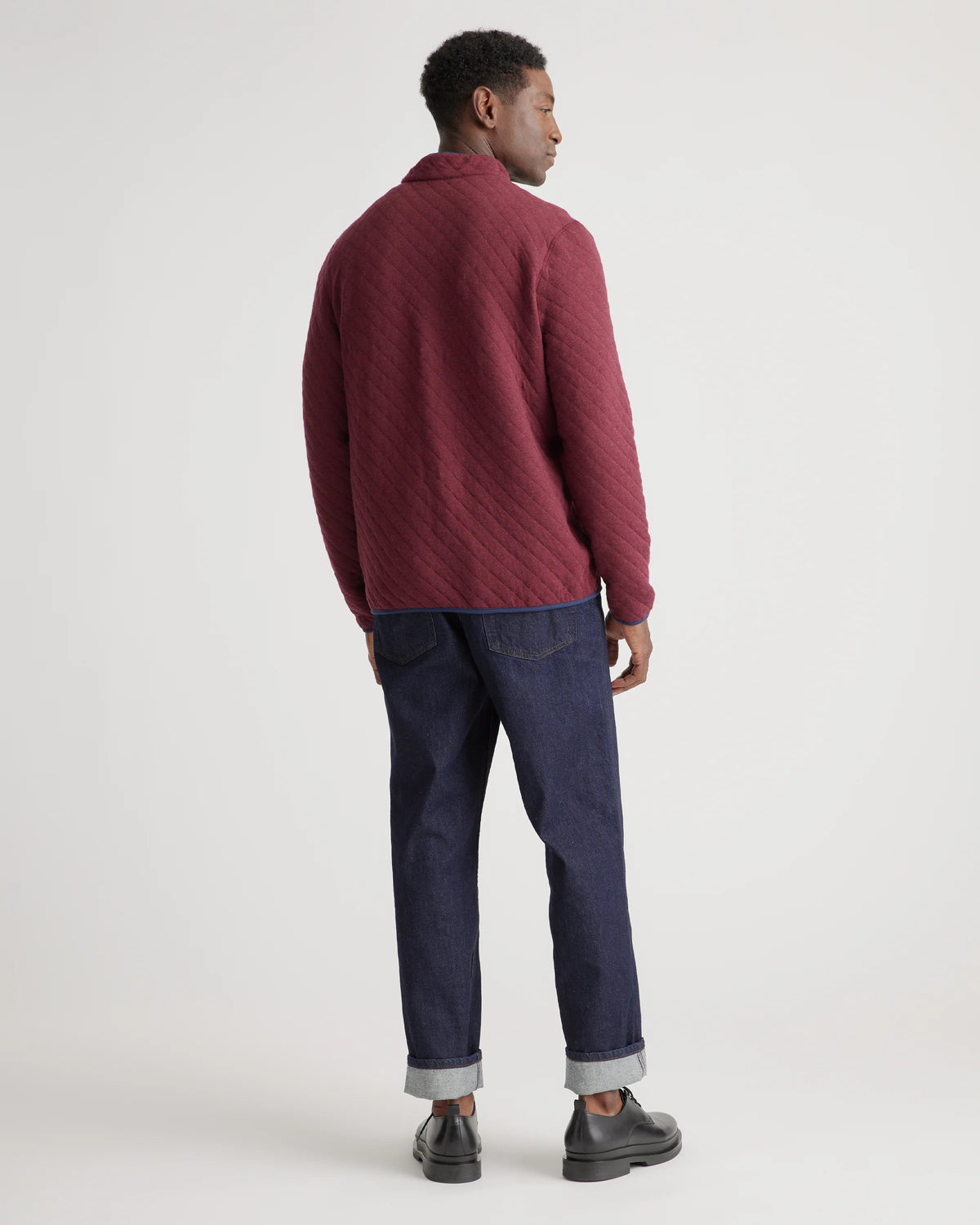 Reversible Quilted Pullover - S / Burgundy/Ivory