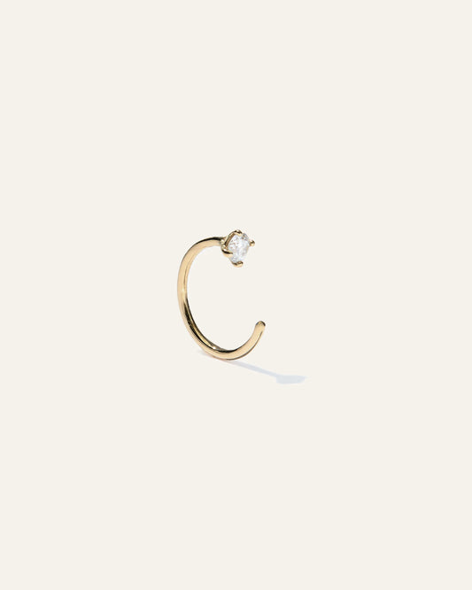 14K Gold Diamond Single Open Reverse Huggie - One Size / Yellow Gold