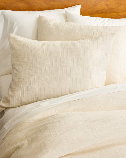 Checkered Matelasse Duvet Cover Set - Twin / Undyed
