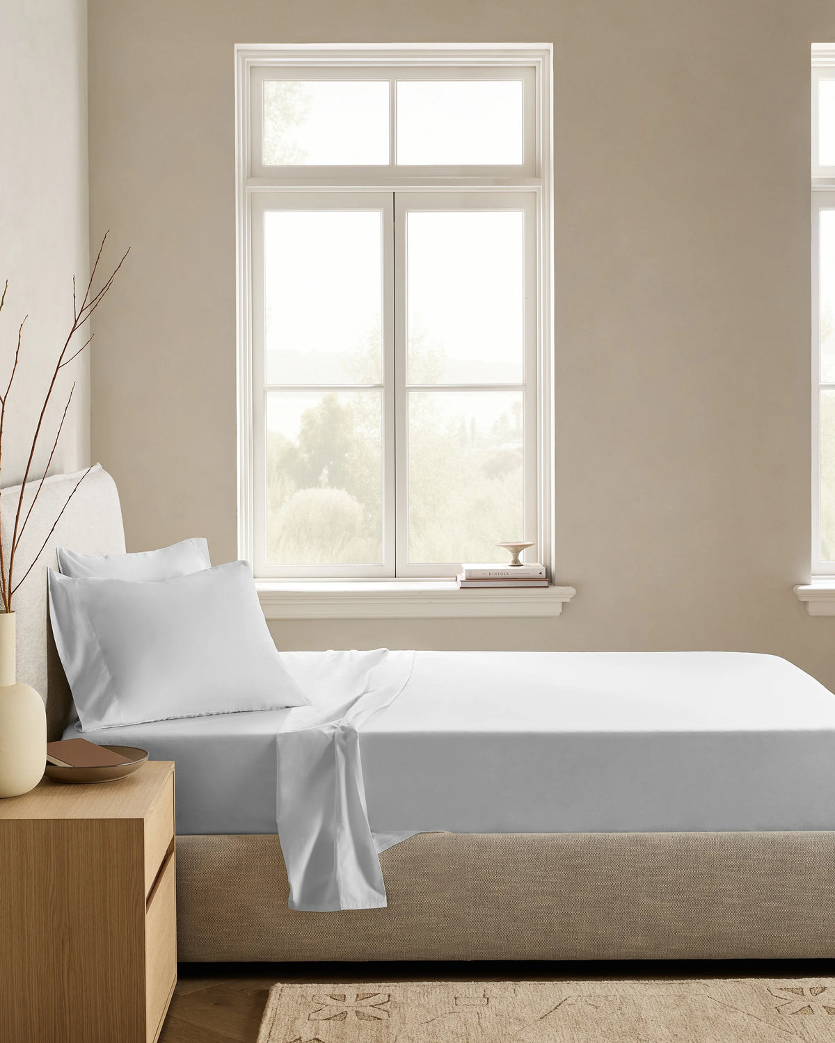 Organic Crisp Percale Deluxe Bedding Bundle - Twin / White