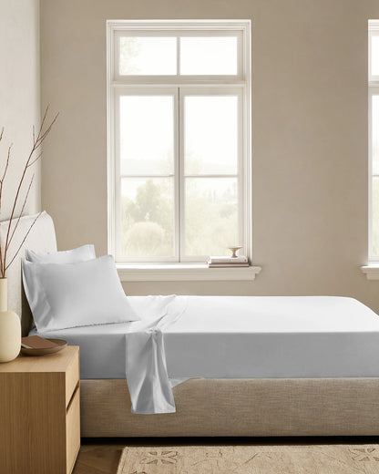 Organic Crisp Percale Deluxe Bedding Bundle - Twin / White