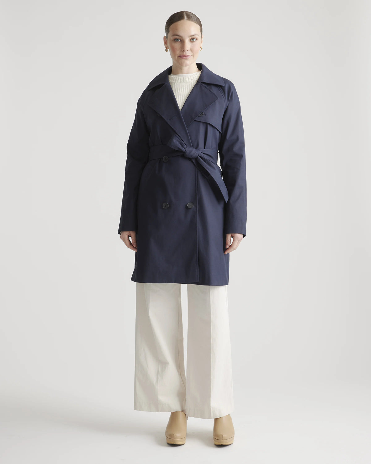 Comfort Stretch Trench Coat - XS / Navy