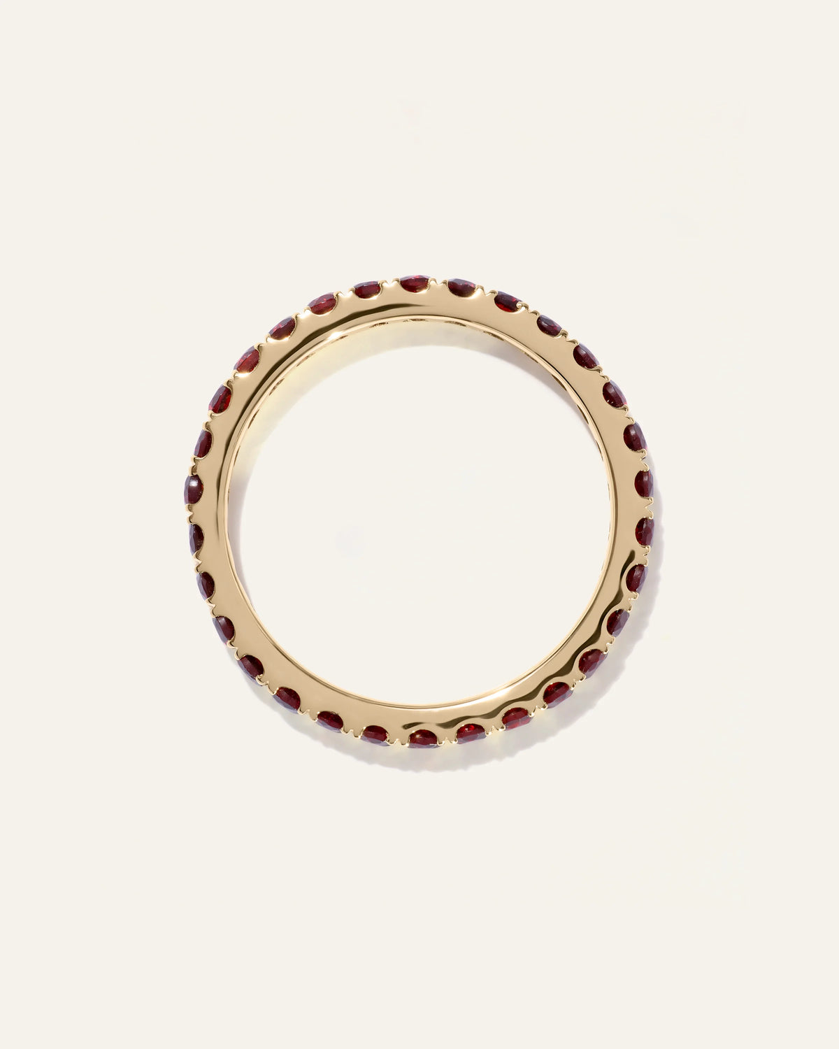 14K Gold Gemstone Pave Eternity Band - 5 / Lab Created Emerald