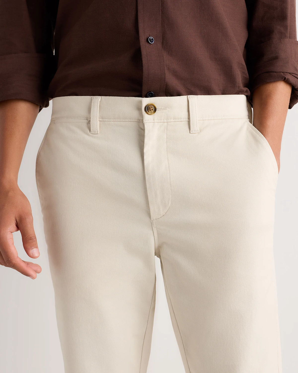 Organic Cotton Stretch Chino Pants - Slim - 30X30 / Stone