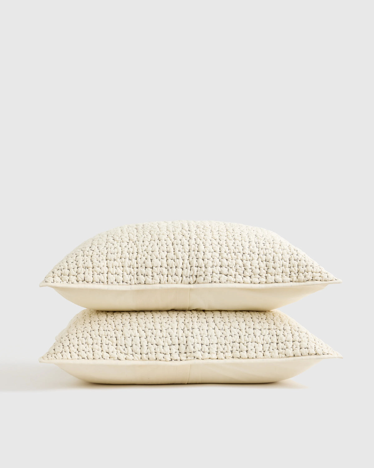Organic Cotton Hand Stitched Quilted Sham Set - Standard / Ocean