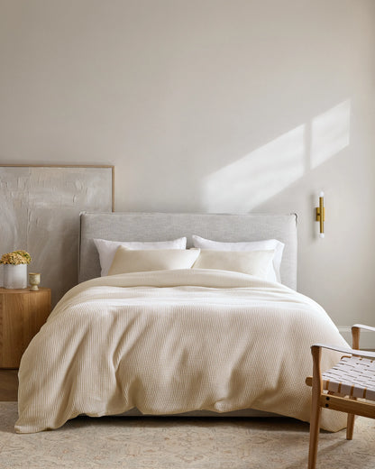 Organic Waffle Duvet Cover - Twin / White