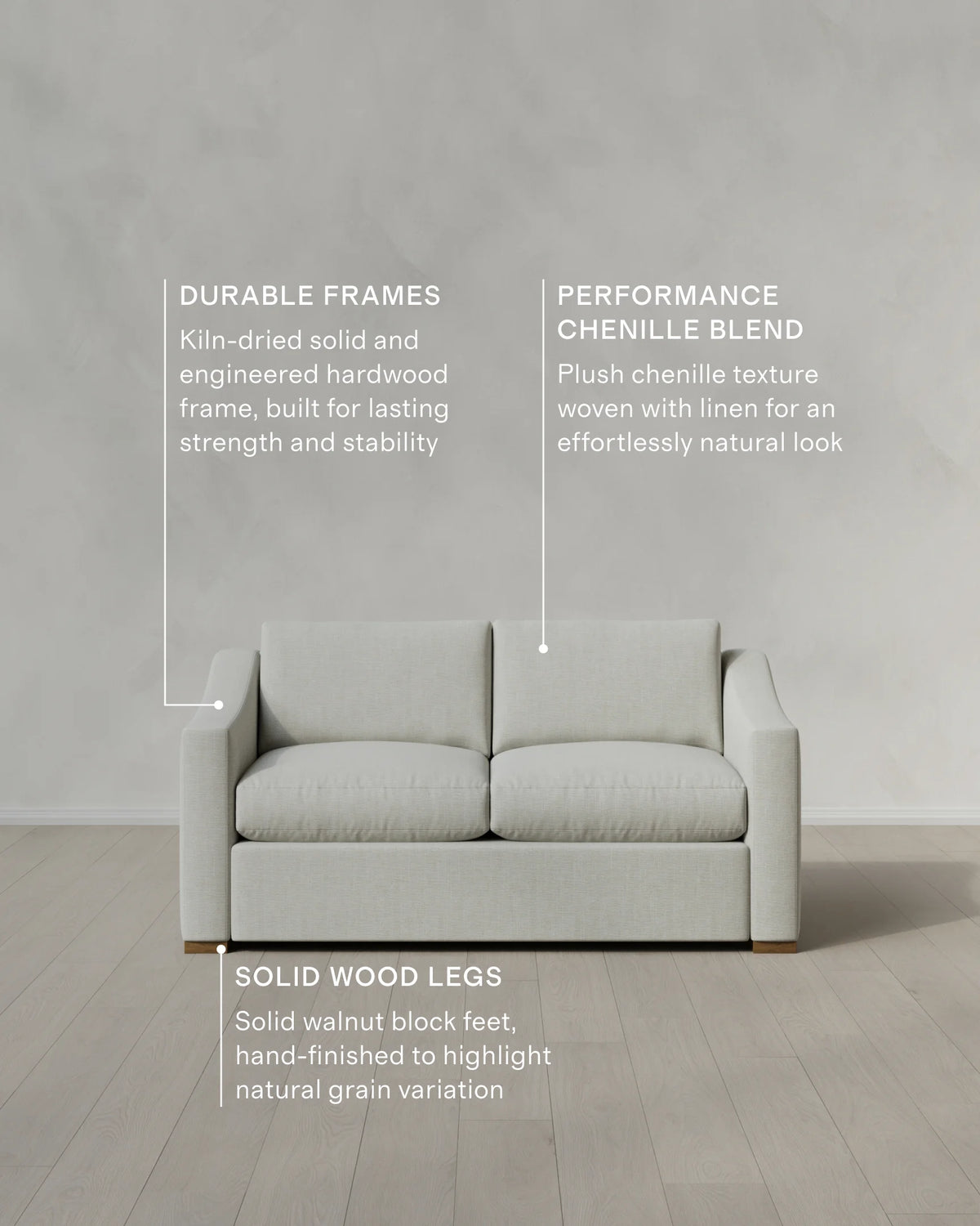 Hollis Slope Arm Sofa in Performance Chenille Linen Blend - 72" / Snow