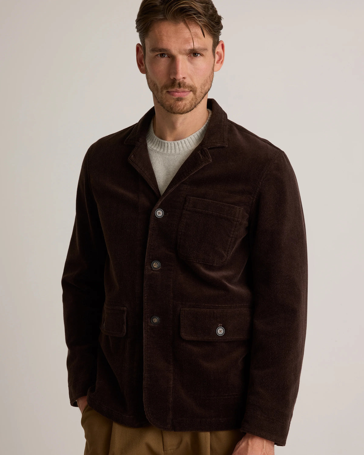 Organic Stretch Corduroy Chore Jacket - S / Seaweed