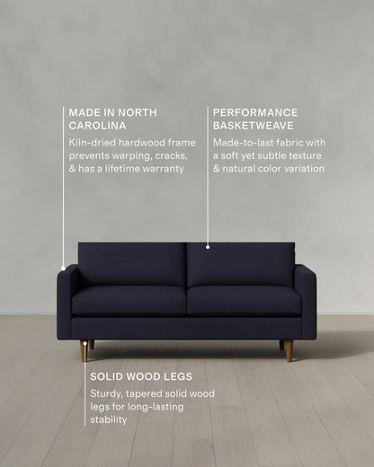 Atlas Midcentury Sofa in Performance Basketweave - 6ft / Navy
