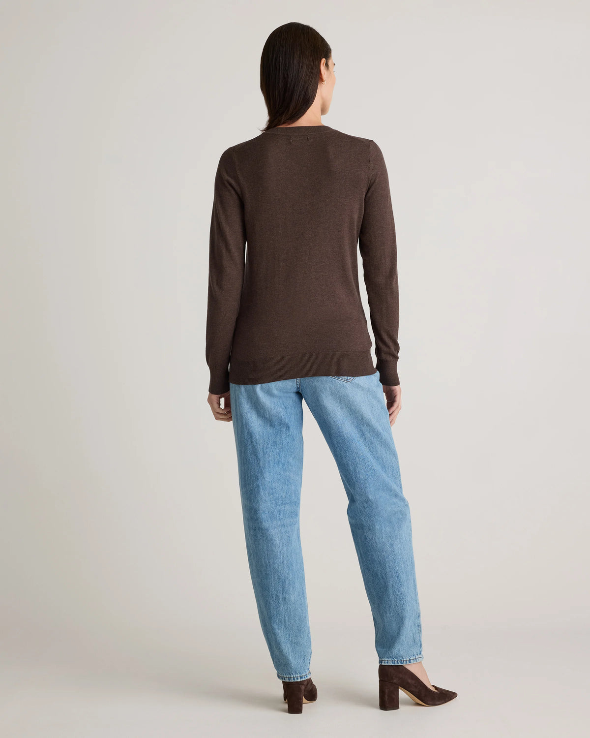 Lightweight Cotton Cashmere V-Neck Sweater - XS / Sugar Stone