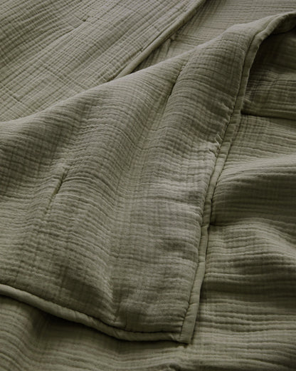 Organic Cotton Gauze Dream Quilt Set - Twin / Dried Sage
