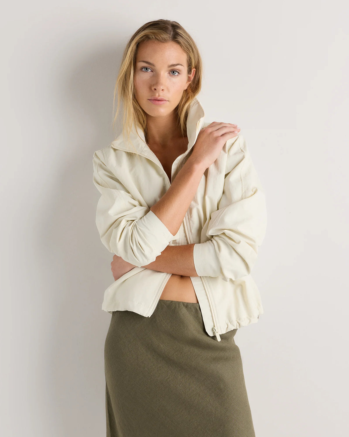 100% European Linen Midi Slip Skirt - XS / Bayberry Olive