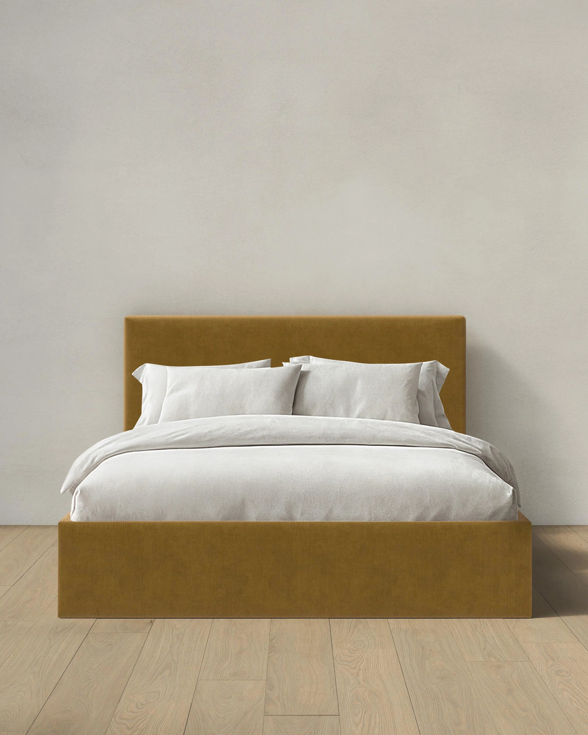 Square Bed in Performance Velvet - Full / Chocolate