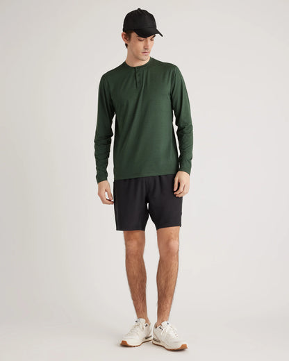 Flowknit Breeze Performance Long Sleeve Henley Tee - XS / Olive
