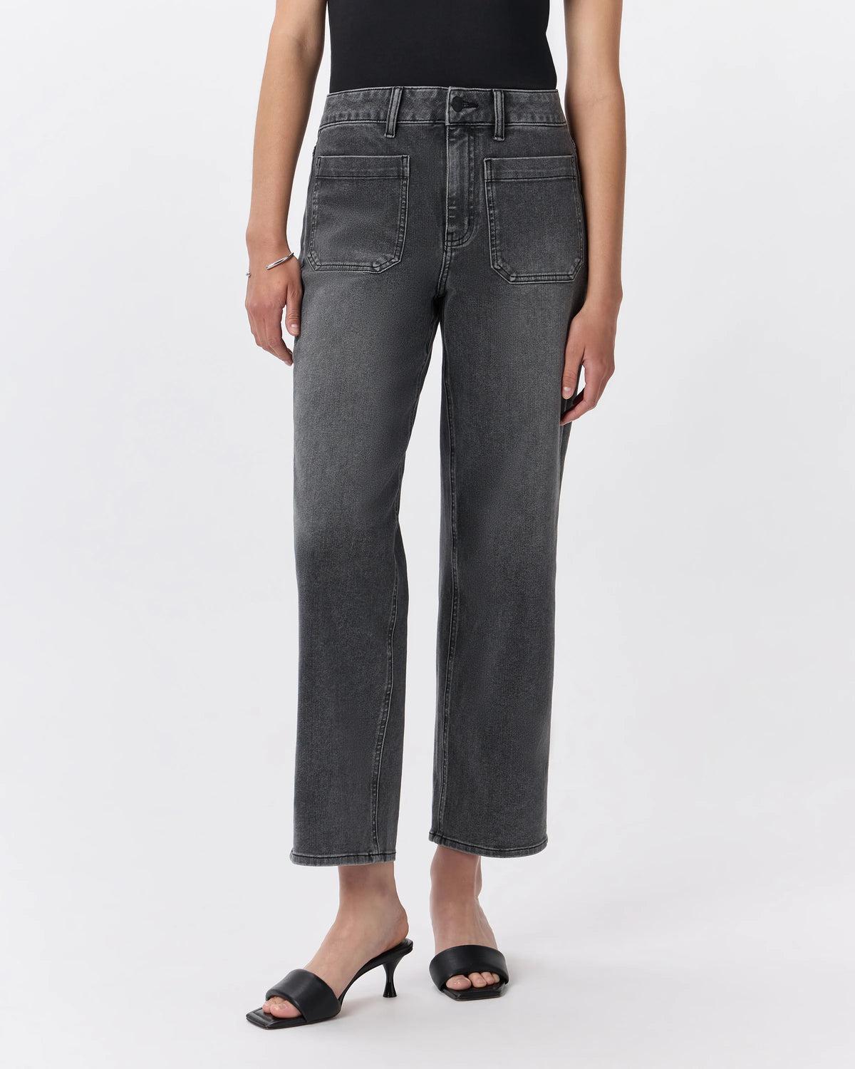Bella Stretch Patch Pocket Wide Leg Jeans - 24 / Seaside Blue