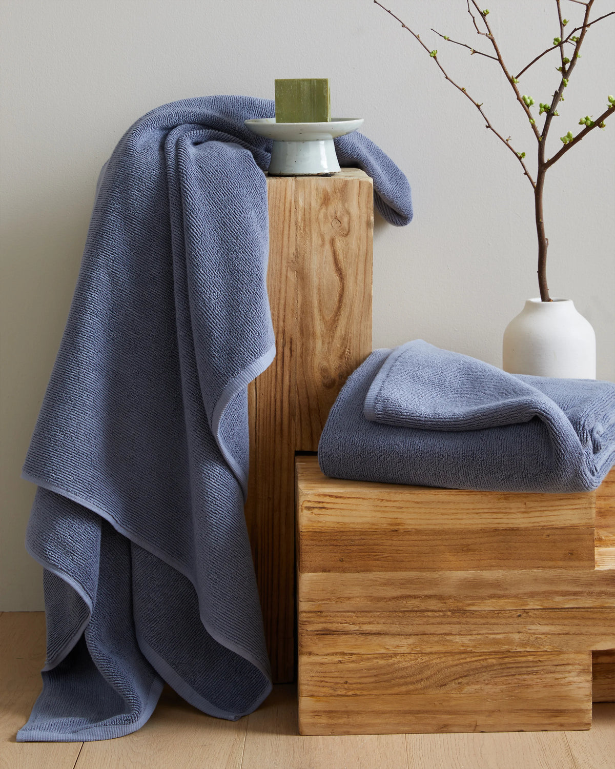 Turkish Ribbed Quick Dry Bath Sheet (Set of 2) - One Size / Mineral