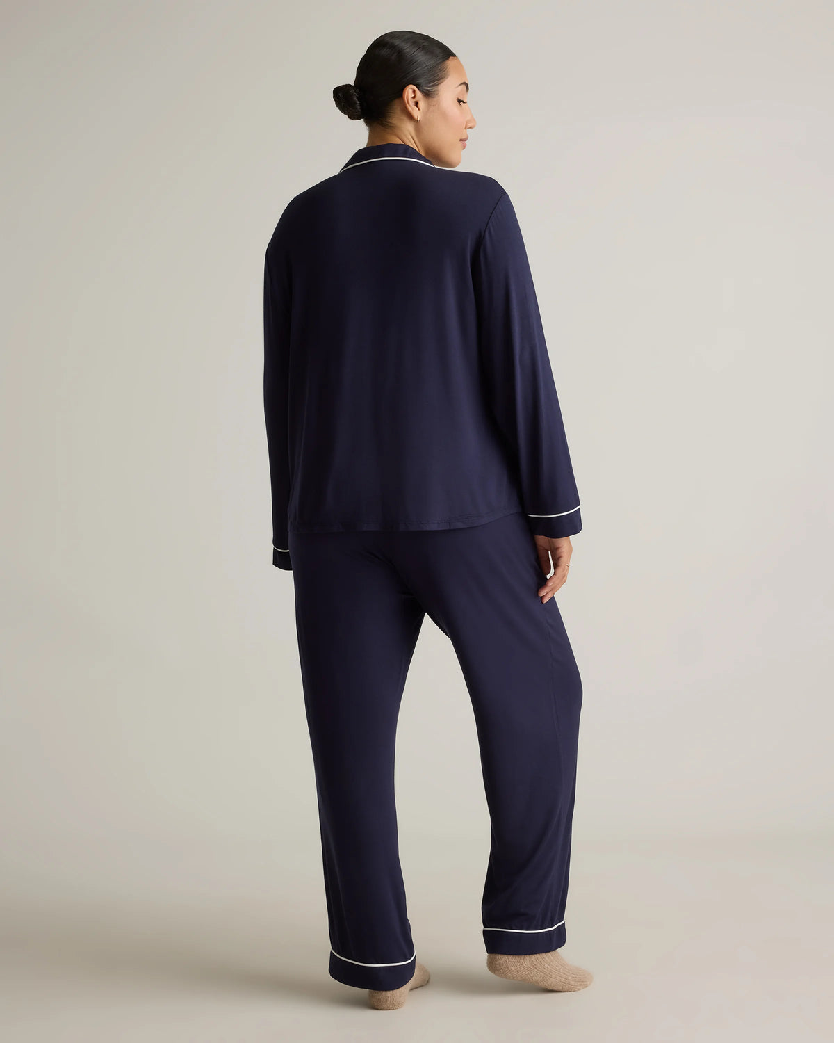 Bamboo Jersey Long Sleeve Pajama Set - XS / True Black