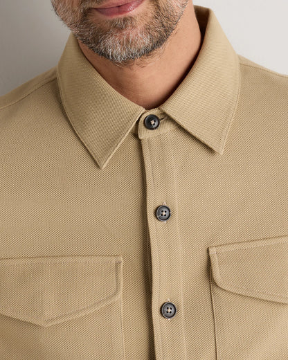 Cotton Pique Knit Overshirt - XS / Heather Charcoal