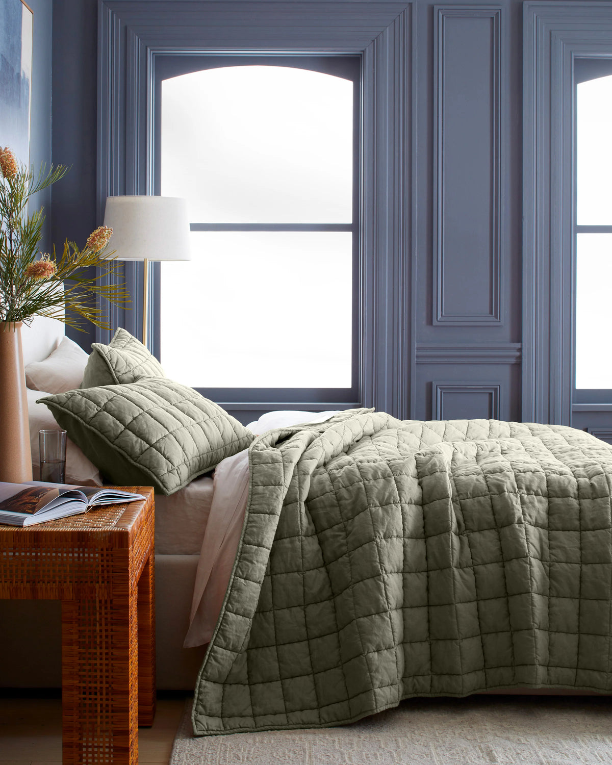 European Linen Box Quilt - Twin / Dusty Mauve
