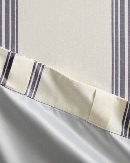 Coastal Stripe Linen Cotton Room Darkening Curtain - Single Panel - 48x84 / Ivory/Sage Green