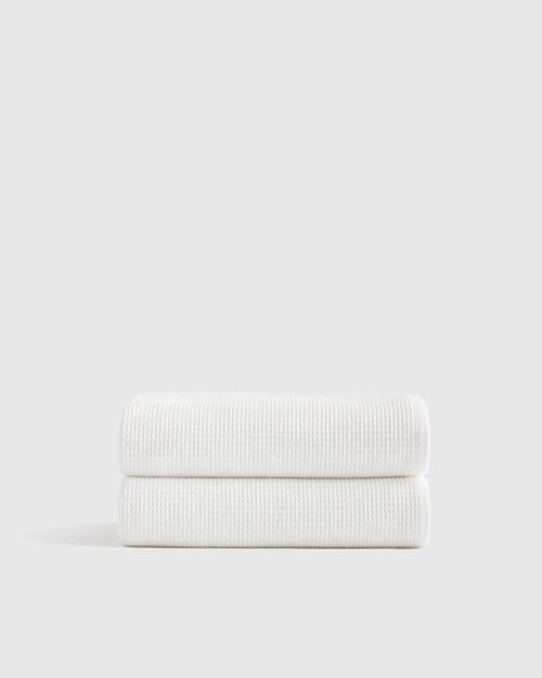 Turkish Waffle Terry Bath Towel (Set of 2) - One Size / White