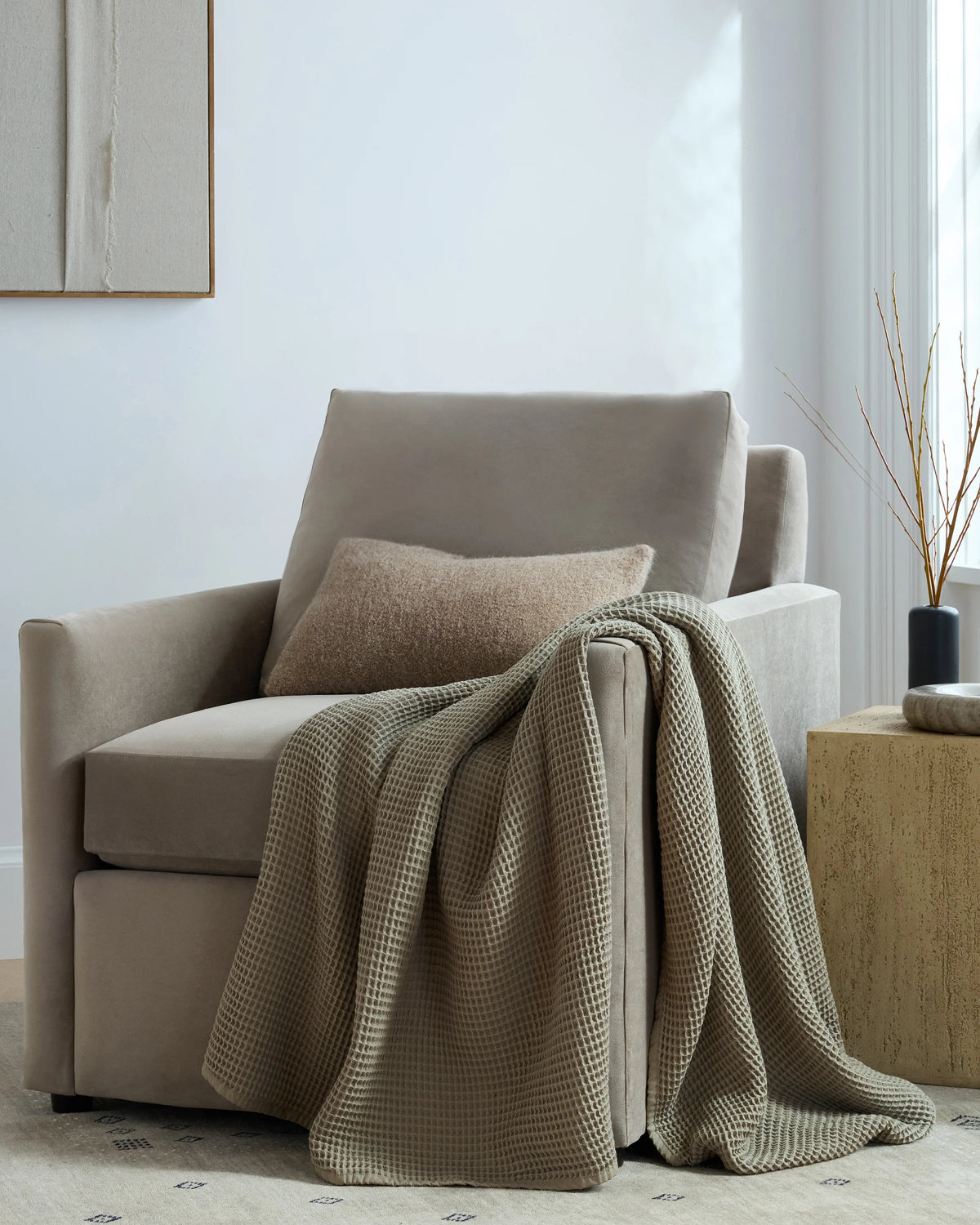 Organic Waffle Throw - 50x70 / Dried Sage