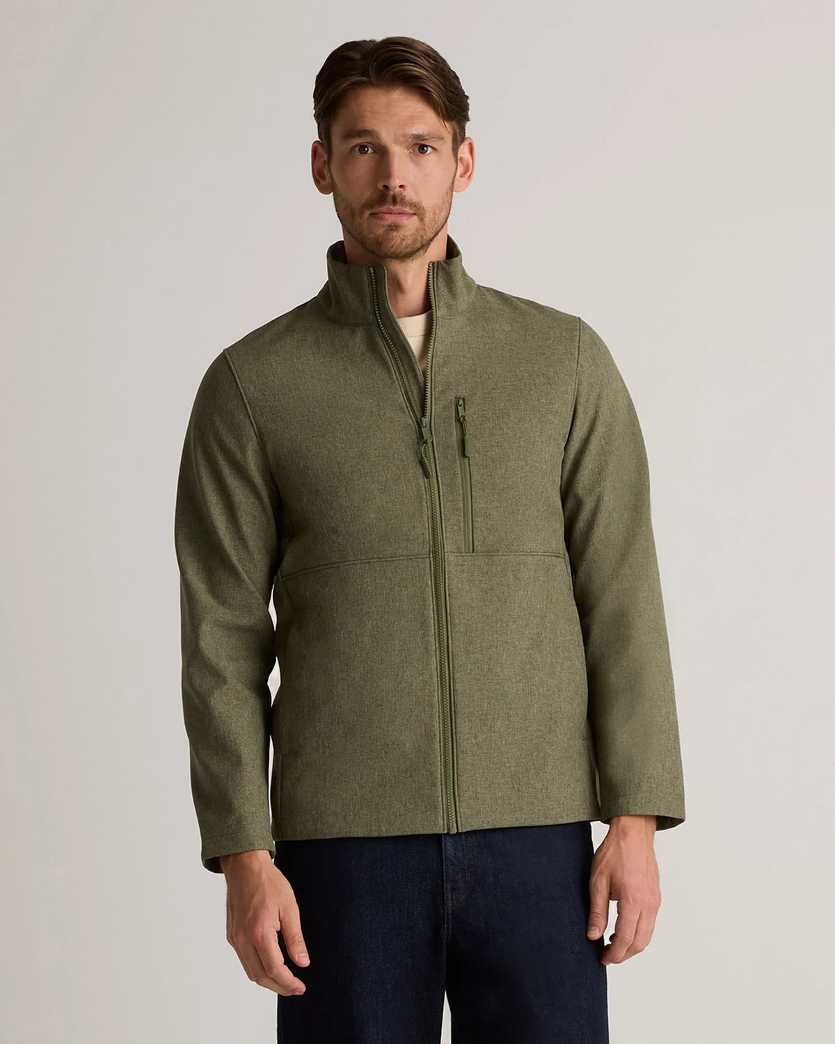 Softshell Fleece-Lined Full-Zip Jacket - S / Heather Shady Charcoal